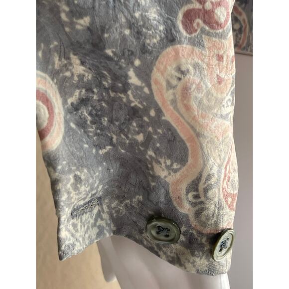 Vintage Silk Top by Classiques 100% Silk Double Breasted Pink Gray Size 4 - Picture 7 of 9